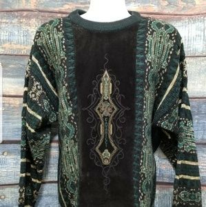 Z Cavaricci 80's Black Green Sweater MENS L